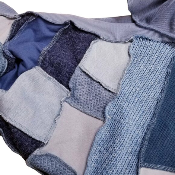 AKIRA 2-Pc Set Off Shoulder Sweater Top & Joggers Denim Patchwork 2X Blue - Picture 8 of 11